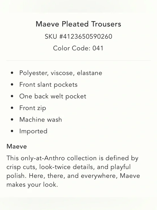 ANTHROPOLOGIE MAEVE Pleated Trousers Wide-Leg Black Pants 10 - Picture 14 of 14